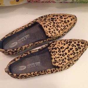 Leopard faux-calf hair loafers